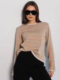 Round Neck Stripe Long Sleeves Sweater MY0033 - SWEETKAMA