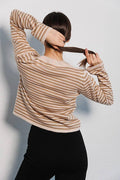Round Neck Stripe Long Sleeves Sweater MY0033 - SWEETKAMA