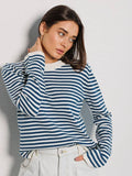 Round Neck Stripe Long Sleeves Sweater MY0033 - SWEETKAMA