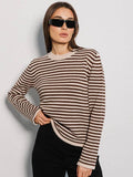 Round Neck Stripe Long Sleeves Sweater MY0033 - SWEETKAMA