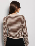 Round Neck Stripe Long Sleeves Sweater MY0033 - SWEETKAMA