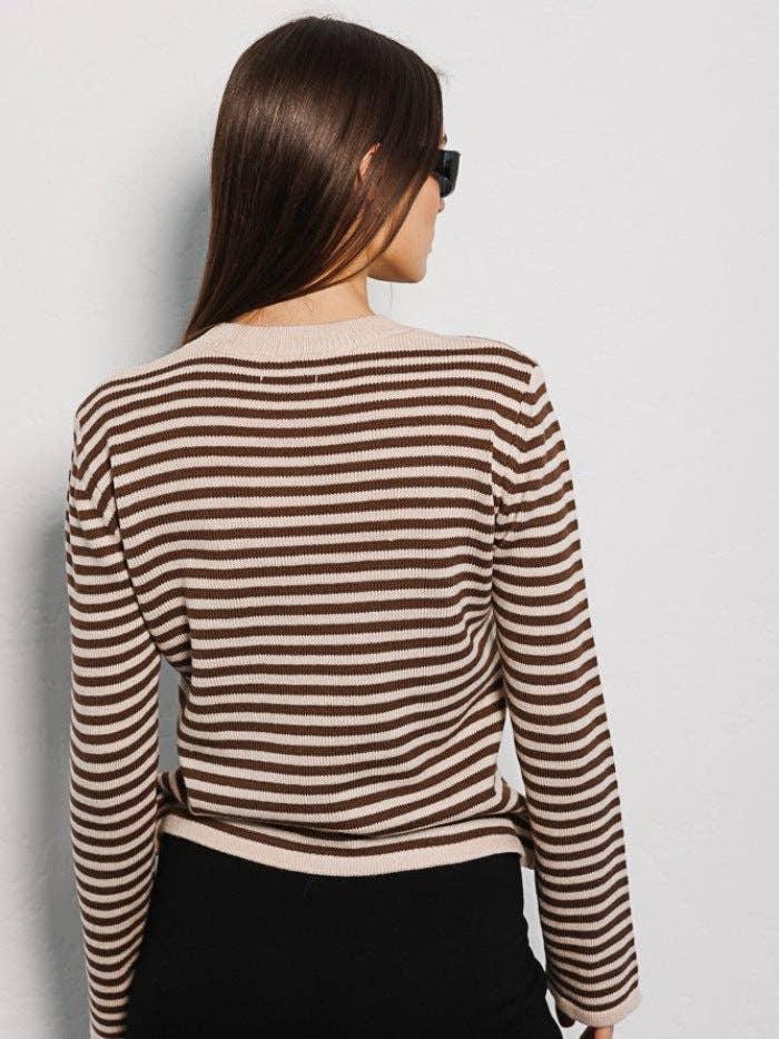 Round Neck Stripe Long Sleeves Sweater MY0033 - SWEETKAMA