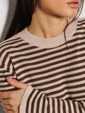 Round Neck Stripe Long Sleeves Sweater MY0033 - SWEETKAMA