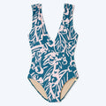 Ruched Shoulder Backflip One Piece Bikini Swimsuit FKSW2302A - SWEETKAMA