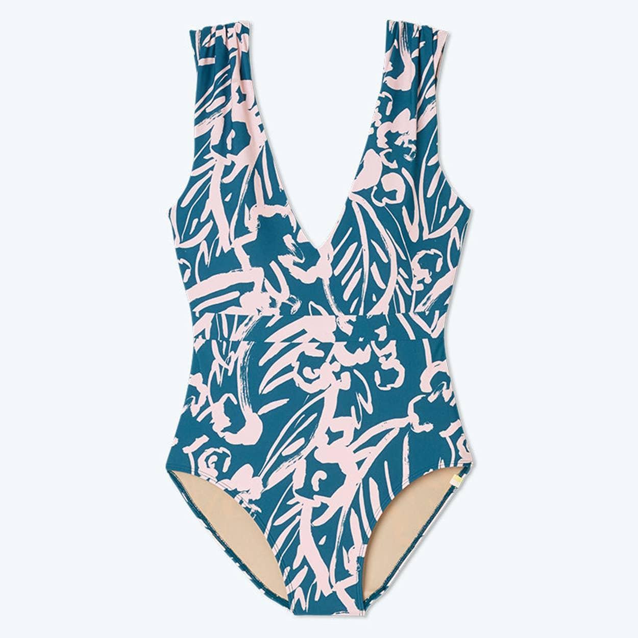 Ruched Shoulder Backflip One Piece Bikini Swimsuit FKSW2302A - SWEETKAMA