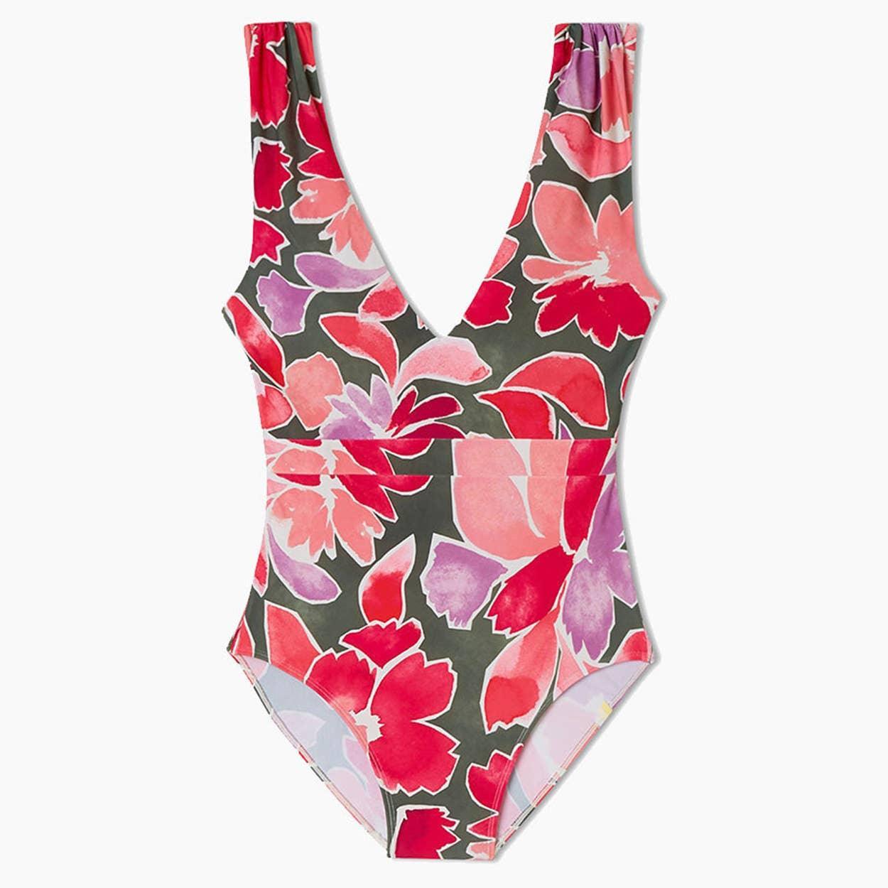 Ruched Shoulder Backflip One Piece Bikini Swimsuit FKSW2302A - SWEETKAMA