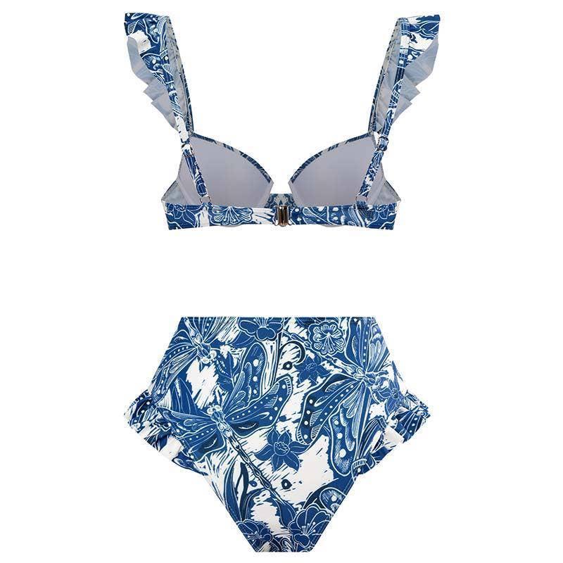 Ruffle Shoulder and Bottom 2PCS Bikini Set with Wrap Y61 - SWEETKAMA