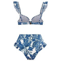 Ruffle Shoulder and Bottom 2PCS Bikini Set with Wrap Y61 - SWEETKAMA