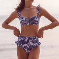 Ruffle Shoulder and Bottom 2PCS Bikini Set with Wrap Y61 - SWEETKAMA