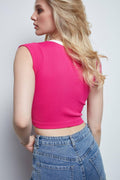 Seamless Color Block Short Sleeve T-shirt Crop Top SKT3008 - SWEETKAMA