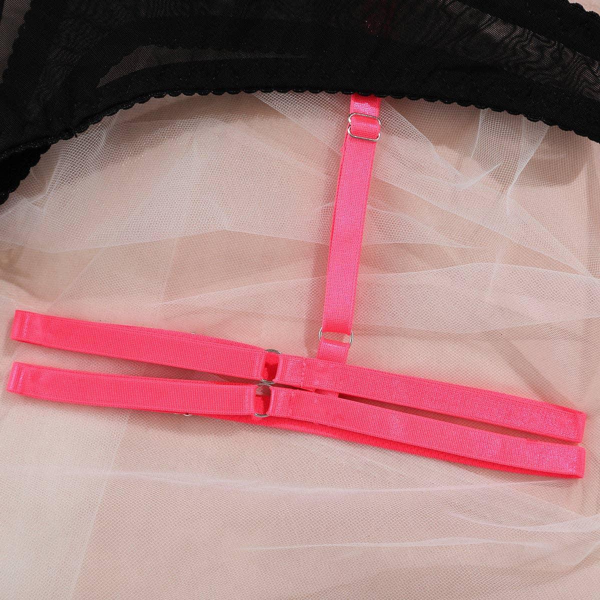 See Through Sexy Lingerie Set with Garter Belt 2550 - SWEETKAMA