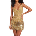 Sequin Fringe Sleeveless Spaghetti Strap Dress YH-0241 - SWEETKAMA