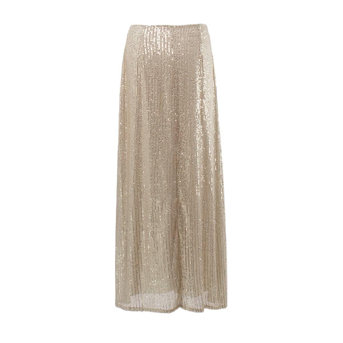 Sequin High Waist Solid Color Long Skirt BSQ0017 - SWEETKAMA