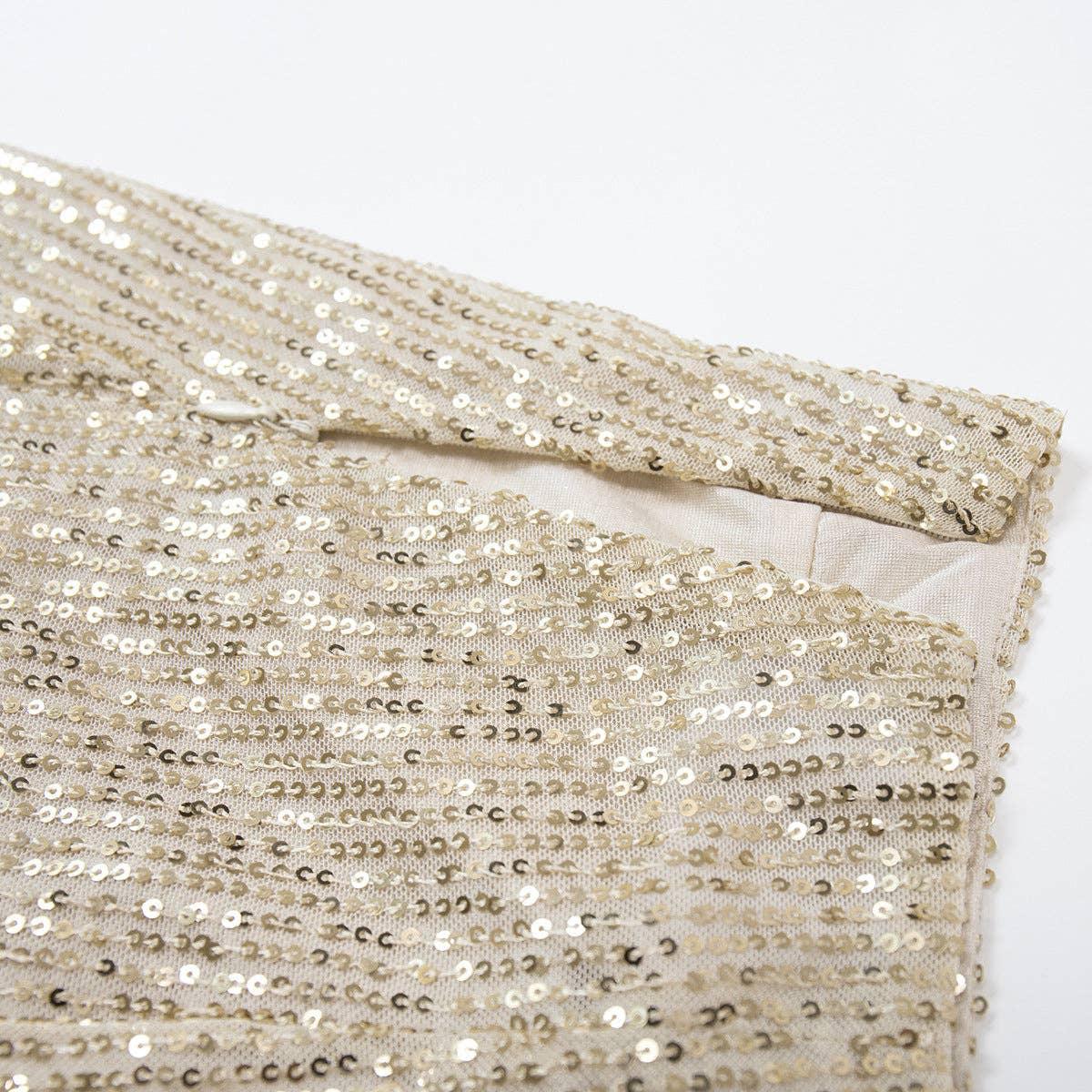 Sequin High Waist Solid Color Long Skirt BSQ0017 - SWEETKAMA