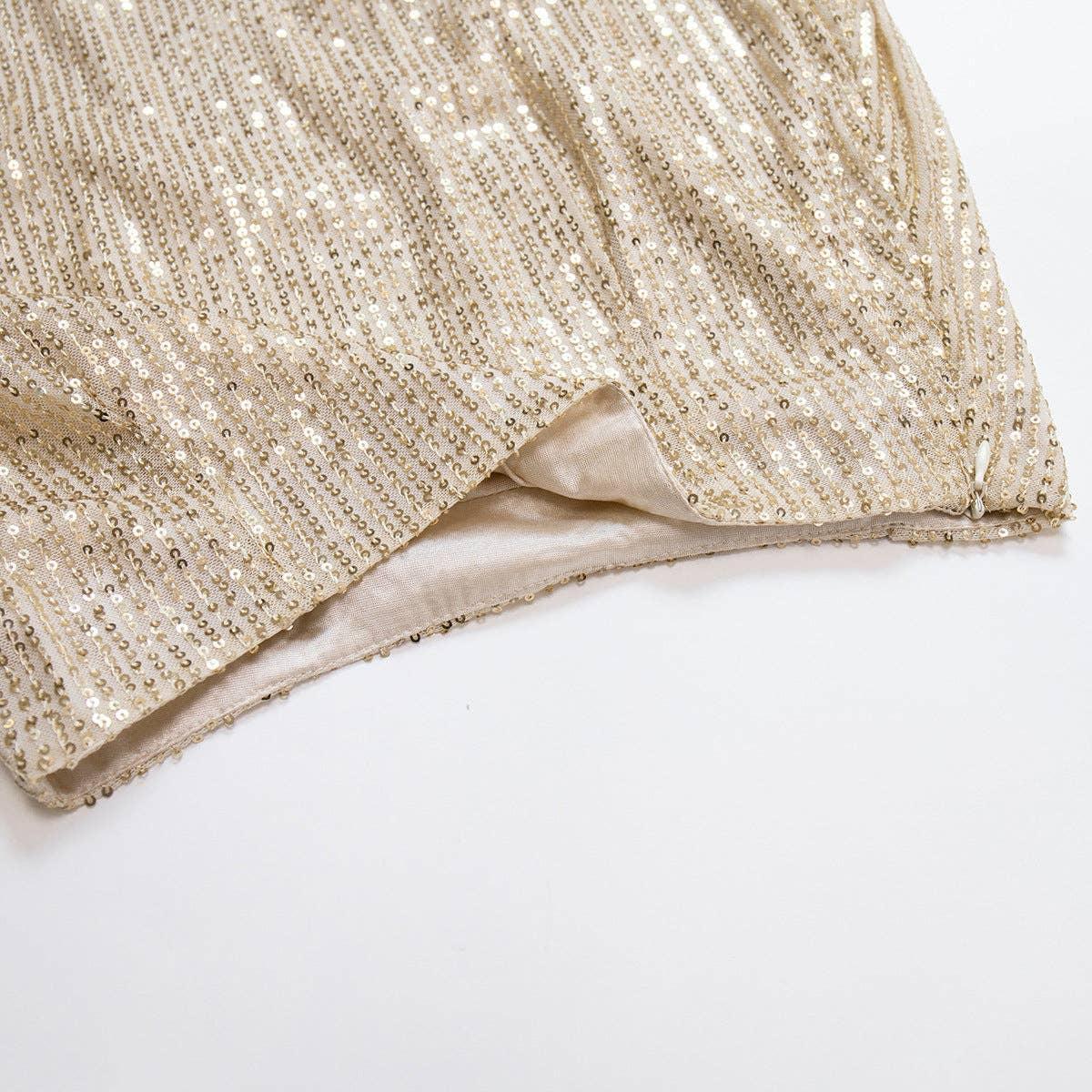 Sequin High Waist Solid Color Long Skirt BSQ0017 - SWEETKAMA