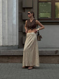 Sequin High Waist Solid Color Long Skirt BSQ0017 - SWEETKAMA
