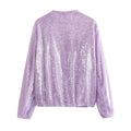 Sequin Long Sleeves Round Neck Women Daily Jacket SH8450 - SWEETKAMA