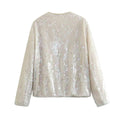Sequin Long Sleeves Round Neck Women Daily Jacket SH8450 - SWEETKAMA