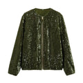 Sequin Long Sleeves Round Neck Women Daily Jacket SH8450 - SWEETKAMA