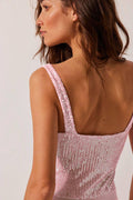 Sequin Sparkly Sleeveless Deep V-Neck Bodysuit EKDB - SWEETKAMA