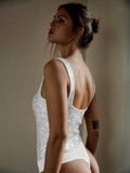 Sequin Sparkly Sleeveless Deep V-Neck Bodysuit EKDB - SWEETKAMA