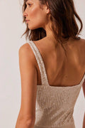 Sequin Sparkly Sleeveless Deep V-Neck Bodysuit EKDB - SWEETKAMA