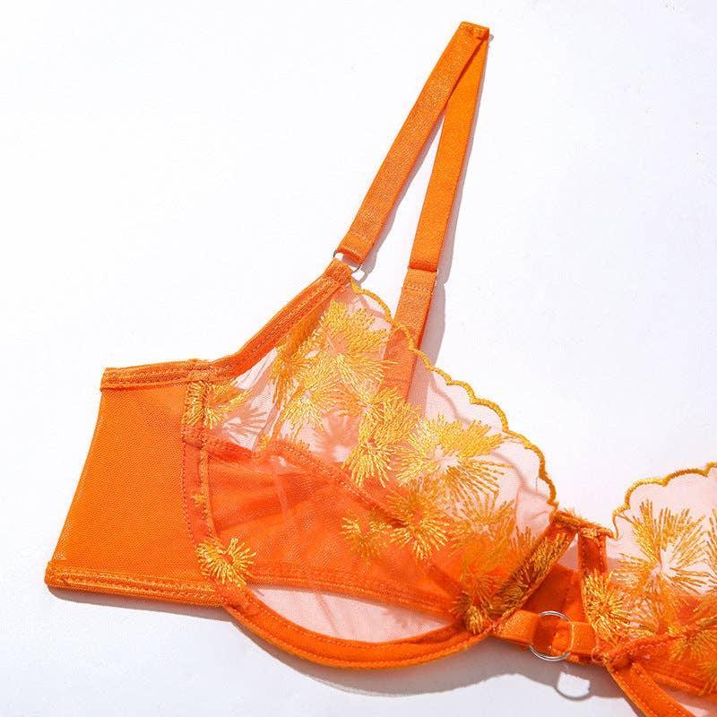 Sexy Embroidery Lingerie Set with Garter Belt HWT0710 - SWEETKAMA