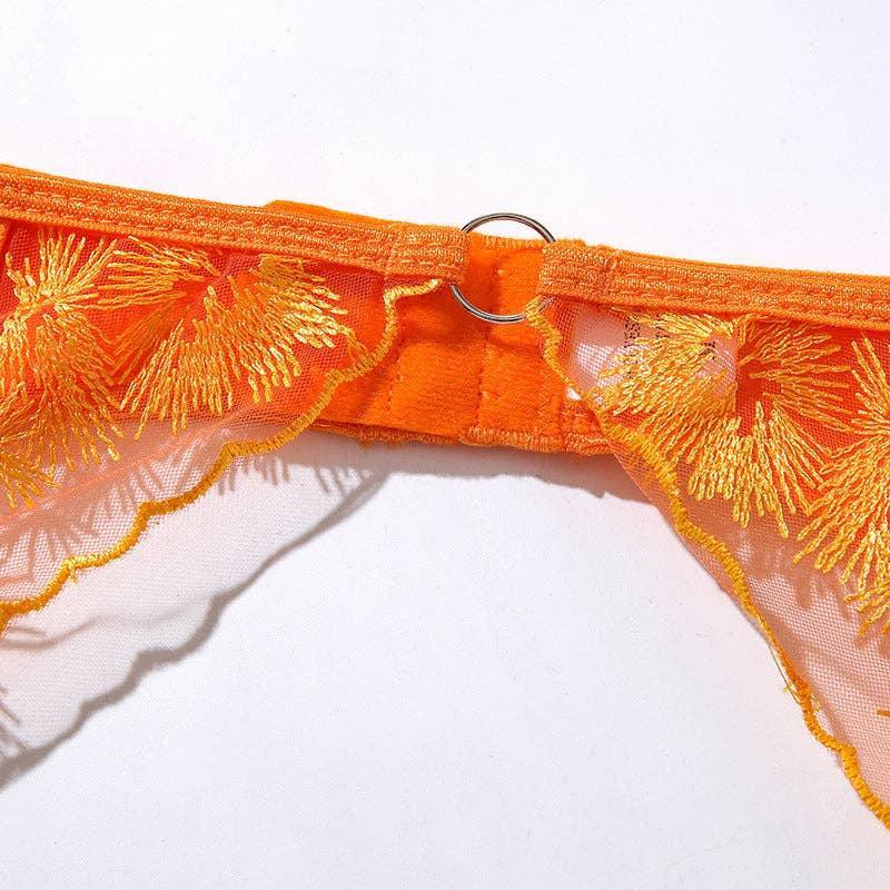 Sexy Embroidery Lingerie Set with Garter Belt HWT0710 - SWEETKAMA