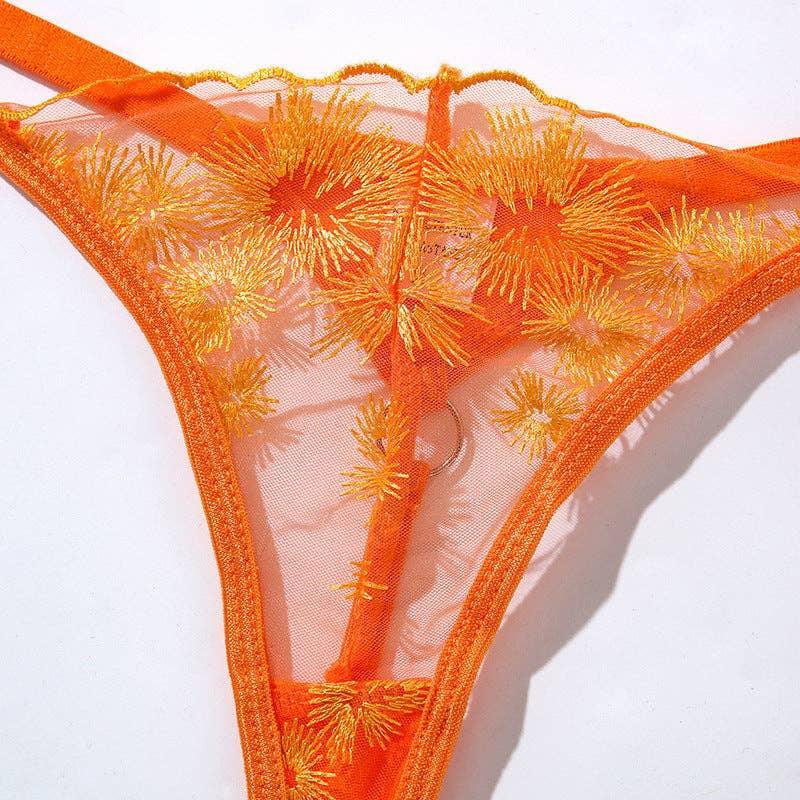 Sexy Embroidery Lingerie Set with Garter Belt HWT0710 - SWEETKAMA