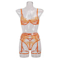 Sexy Embroidery Lingerie Set with Garter Belt HWT0710 - SWEETKAMA