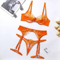 Sexy Embroidery Lingerie Set with Garter Belt HWT0710 - SWEETKAMA