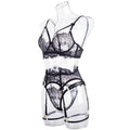Sexy Lace Cut Out Lingerie Set with Garter Belt LS1507 - SWEETKAMA