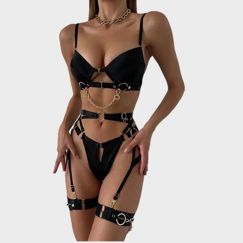 Sexy Solid Color Bandage Lingerie Set R0068A - SWEETKAMA