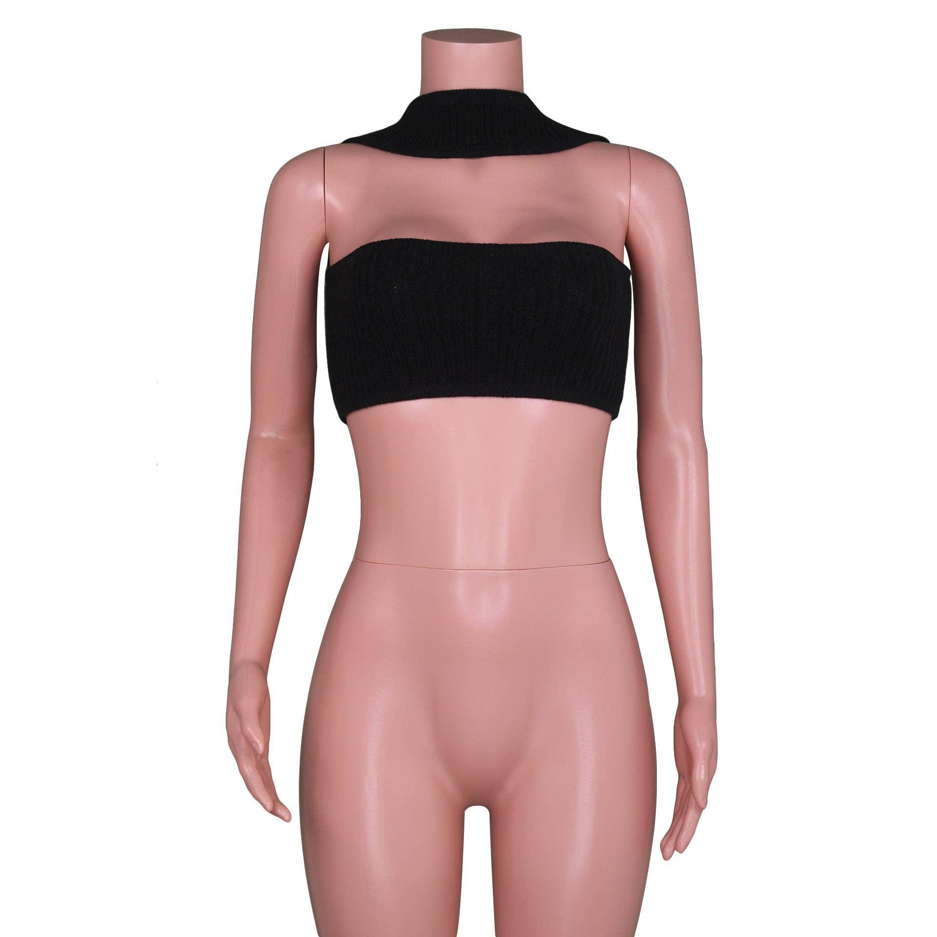 Sexy Solid Color Knit Halter Bandeau Top LH0569 - SWEETKAMA
