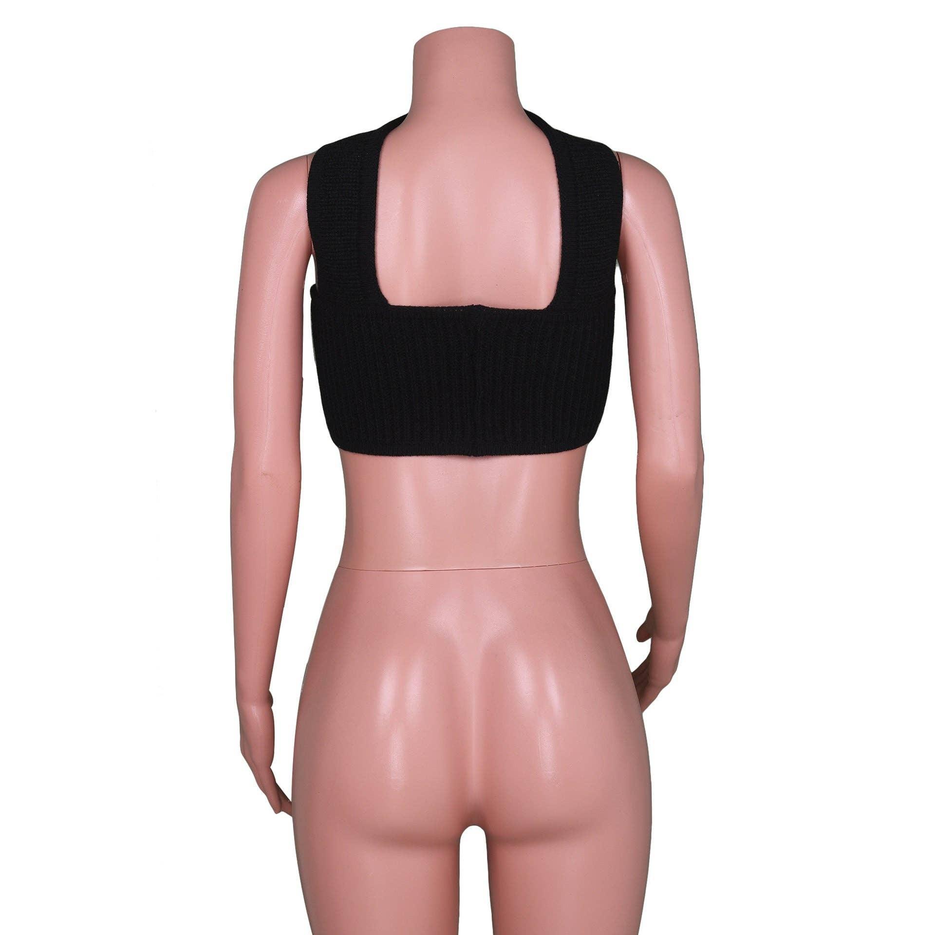 Sexy Solid Color Knit Halter Bandeau Top LH0569 - SWEETKAMA