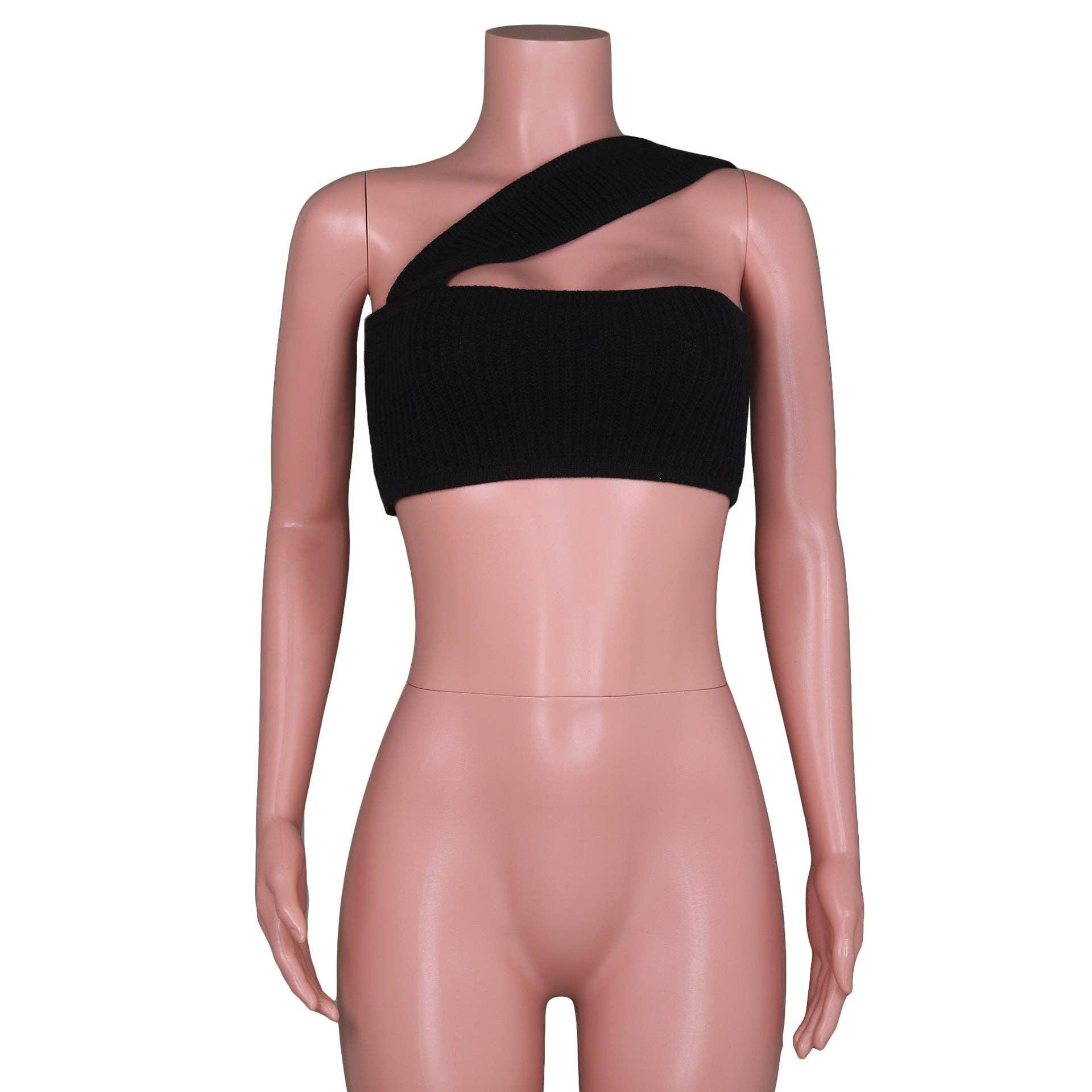 Sexy Solid Color Knit Halter Bandeau Top LH0569 - SWEETKAMA