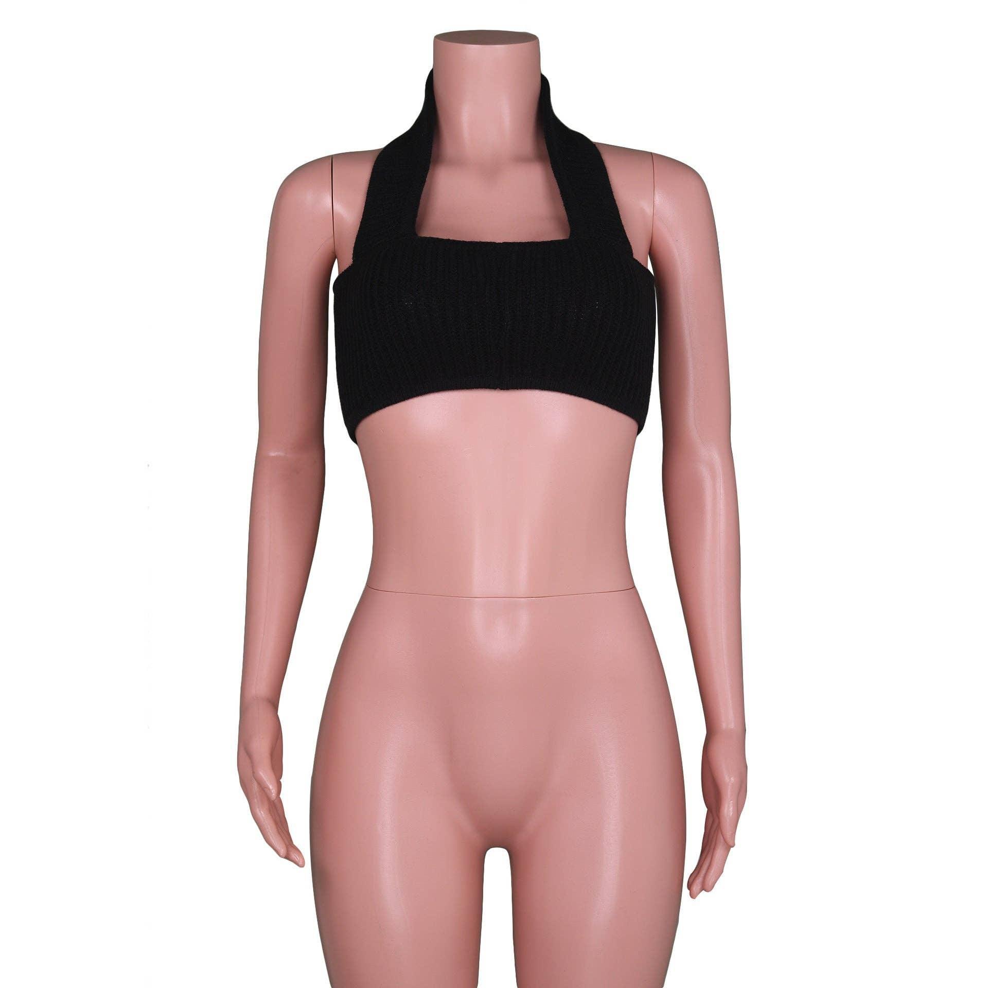 Sexy Solid Color Knit Halter Bandeau Top LH0569 - SWEETKAMA