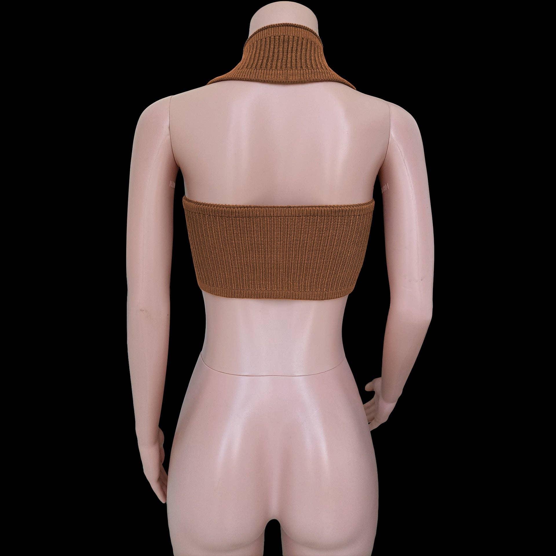 Sexy Solid Color Knit Halter Bandeau Top LH0569 - SWEETKAMA