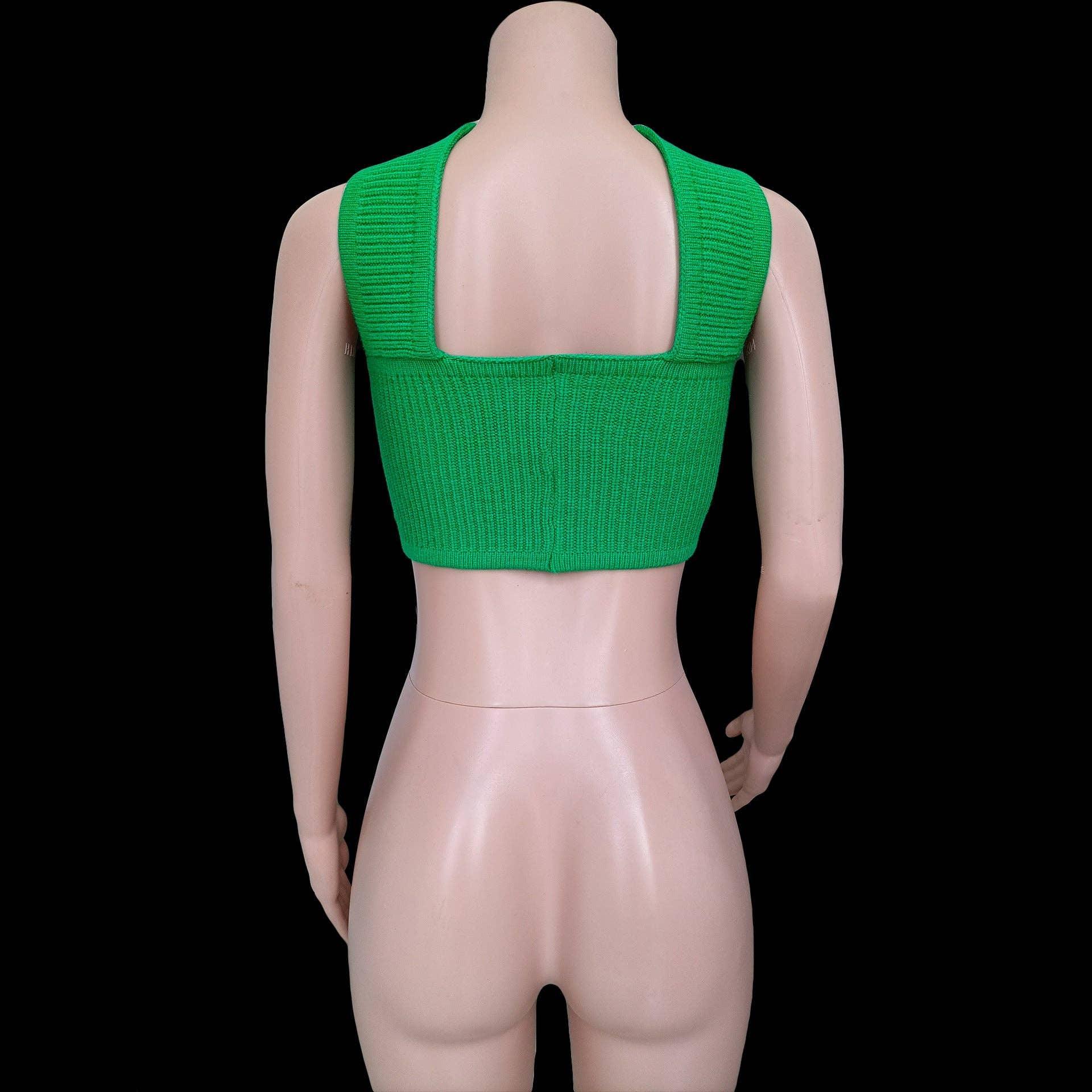 Sexy Solid Color Knit Halter Bandeau Top LH0569 - SWEETKAMA
