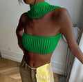 Sexy Solid Color Knit Halter Bandeau Top LH0569 - SWEETKAMA