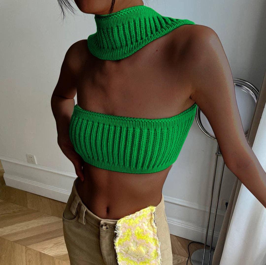 Sexy Solid Color Knit Halter Bandeau Top LH0569 - SWEETKAMA