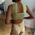 Sexy Solid Color Knit Halter Bandeau Top LH0569 - SWEETKAMA