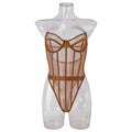 Sexy Solid Color See Sheer Back Hallow Out Teddy 0051 - SWEETKAMA