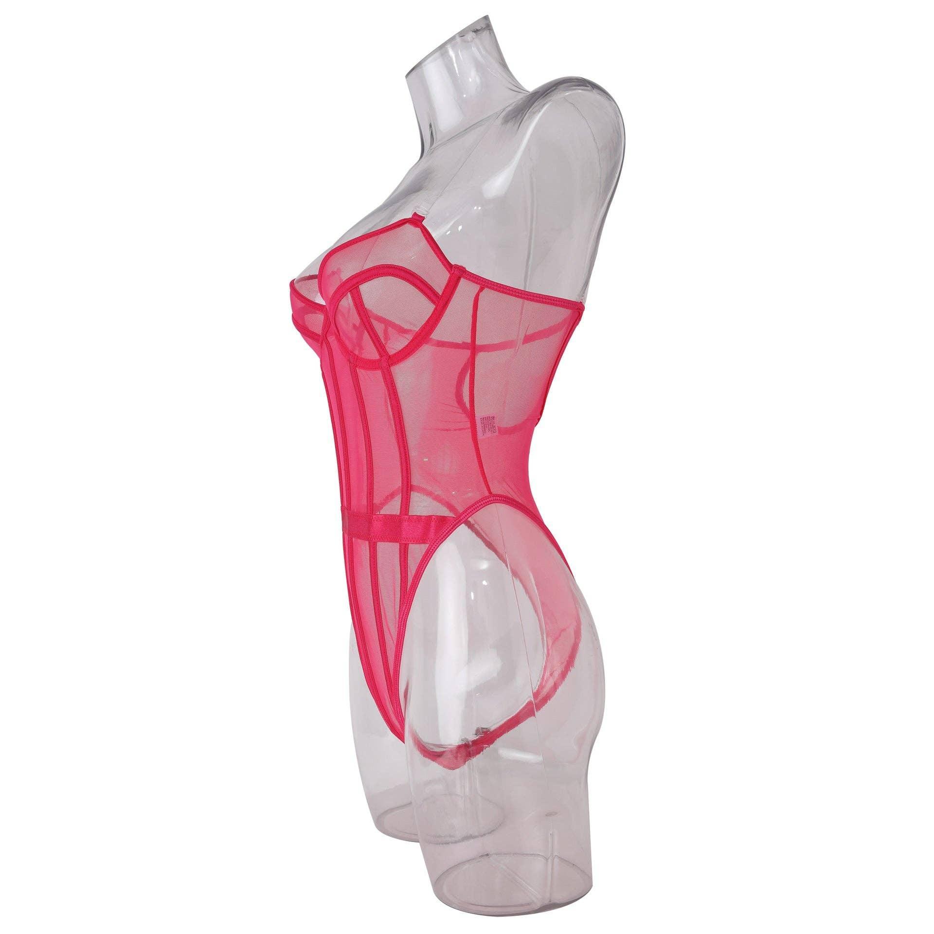 Sexy Solid Color See Sheer Back Hallow Out Teddy 0051 - SWEETKAMA