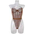 Sexy Solid Color See Sheer Back Hallow Out Teddy 0051 - SWEETKAMA