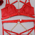 Sexy Solid Color Sexy Lingerie Set with Garter LS1658 - SWEETKAMA