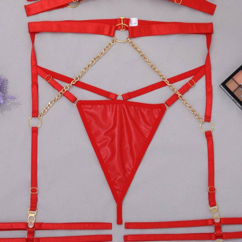 Sexy Solid Color Sexy Lingerie Set with Garter LS1658 - SWEETKAMA