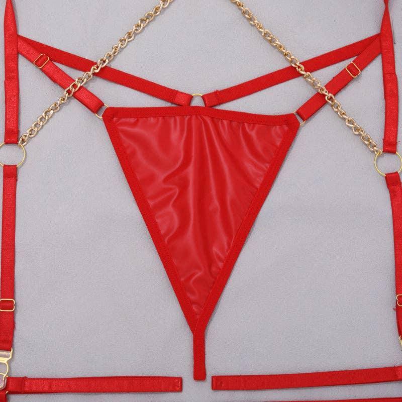 Sexy Solid Color Sexy Lingerie Set with Garter LS1658 - SWEETKAMA