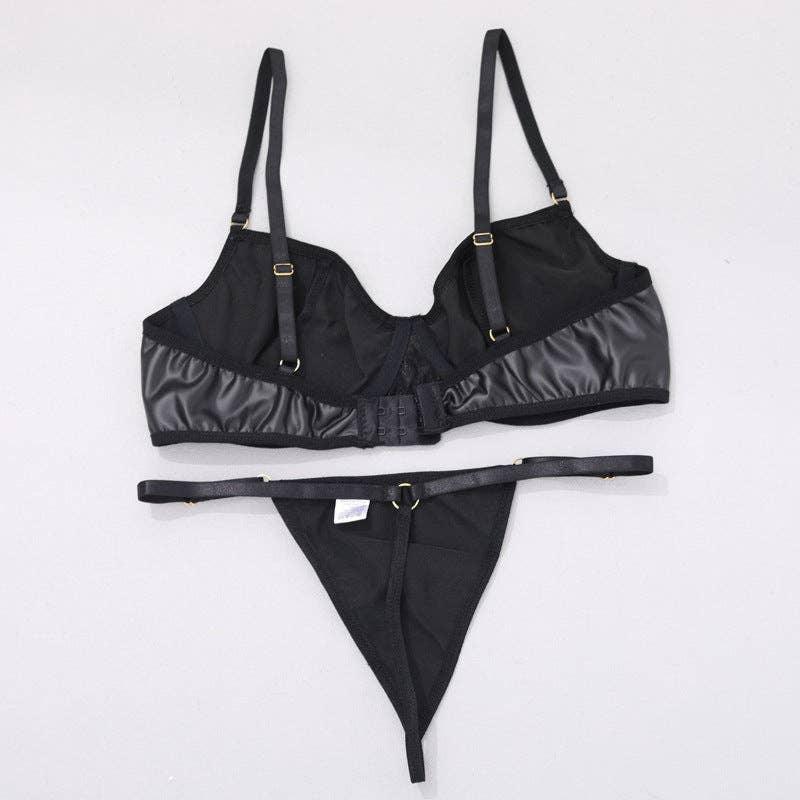 Sexy Solid Color Sexy Lingerie Set with Garter LS1658 - SWEETKAMA