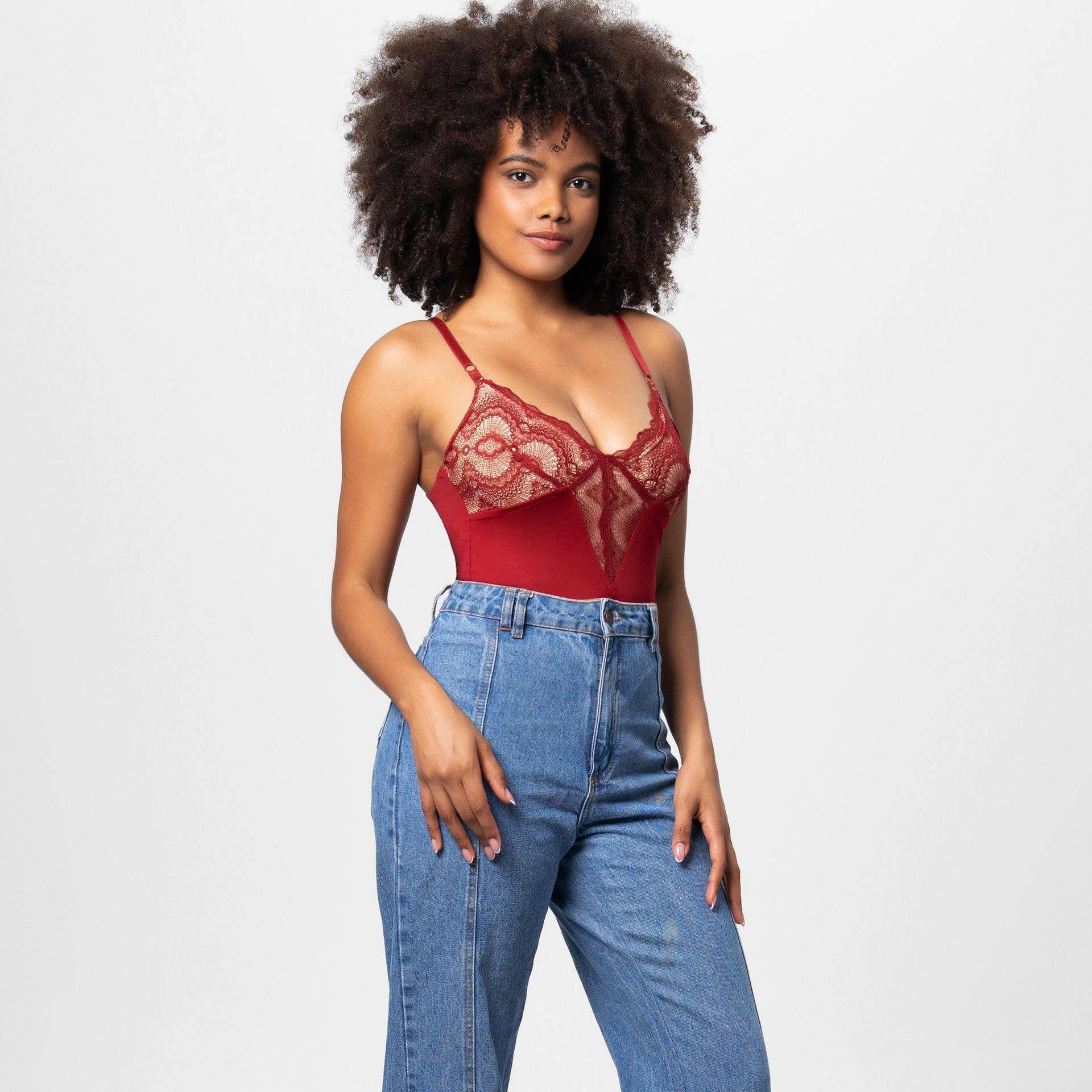 Sexy Solid Color Teddy Lace Lingerie Bodysuit 32524 - SWEETKAMA